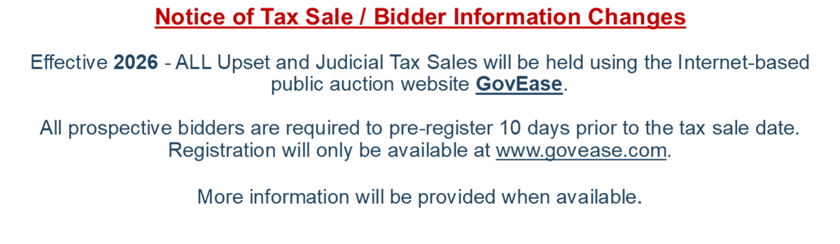 Tax Sale Update